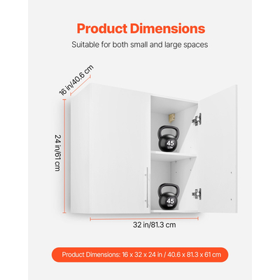 VEVOR 32 ιντσών Ντουλάπι Κουζίνας 2 Επιπέδων με 2 Πόρτες, Λευκό