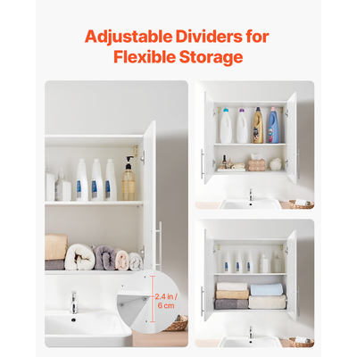 VEVOR 32 ιντσών Ντουλάπι Κουζίνας 2 Επιπέδων με 2 Πόρτες, Λευκό