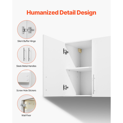 VEVOR 32 ιντσών Ντουλάπι Κουζίνας 2 Επιπέδων με 2 Πόρτες, Λευκό