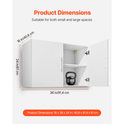 VEVOR 36 ιντσών Ντουλάπι Κουζίνας 2 Επιπέδων με 2 Πόρτες, Λευκό