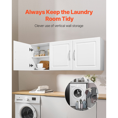 VEVOR 54 ιντσών Ντουλάπι Κουζίνας 2 Επιπέδων με 3 Πόρτες, Λευκό