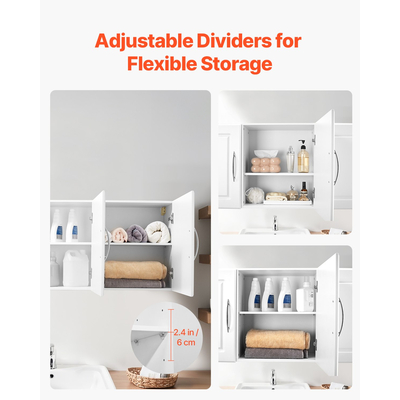 VEVOR 54 ιντσών Ντουλάπι Κουζίνας 2 Επιπέδων με 3 Πόρτες, Λευκό