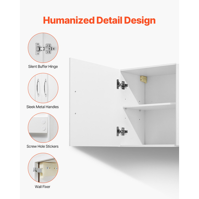 VEVOR 54 ιντσών Ντουλάπι Κουζίνας 2 Επιπέδων με 3 Πόρτες, Λευκό