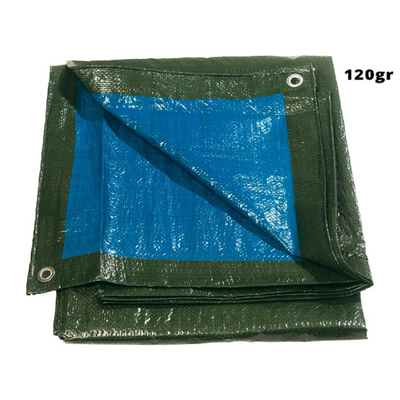 Μουσαμάδες 120gr 3 * 5m  μπλε/πράσινοι αδιάβροχοι με κρίκους