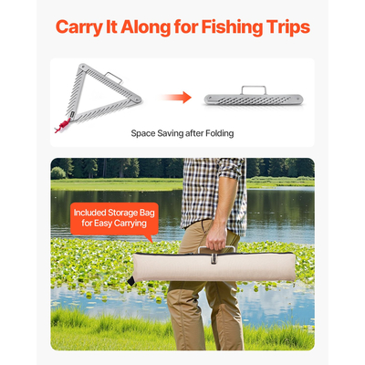 Τσουγκράνα VEVOR 24 ιντσών για υδρόβια ζιζάνια, πτυσσόμενη λαβή για τσουγκράνα ζιζανίων λίμνης 3 όψεων, σχοινί 30 ποδιών