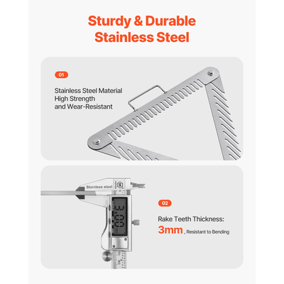 Τσουγκράνα VEVOR 24 ιντσών για υδρόβια ζιζάνια, πτυσσόμενη λαβή για τσουγκράνα ζιζανίων λίμνης 3 όψεων, σχοινί 30 ποδιών