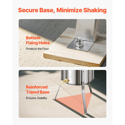 Χειροκίνητος εξαγωγέας μελιού VEVOR Πλαίσιο 4/8 Μελισσοκόπτης από ανοξείδωτο ατσάλι