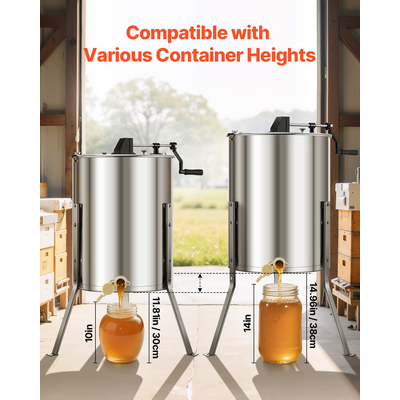 Χειροκίνητος εξαγωγέας μελιού VEVOR Πλαίσιο 4/8 Μελισσοκόπτης από ανοξείδωτο ατσάλι