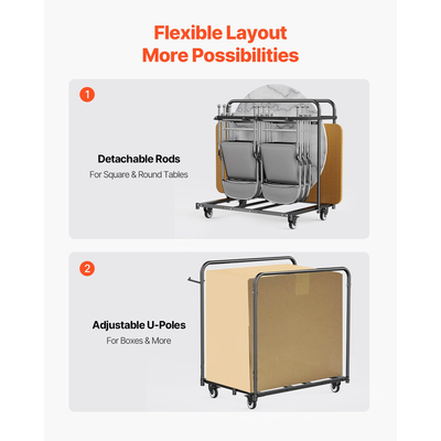 Πτυσσόμενο καροτσάκι VEVOR για 5 τραπέζια + 14 καρέκλες των 400 κιλών με ροδάκια