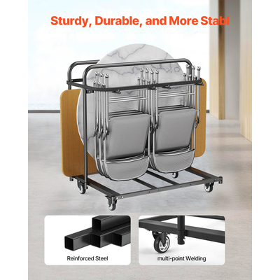 Πτυσσόμενο καροτσάκι VEVOR για 5 τραπέζια + 14 καρέκλες των 400 κιλών με ροδάκια