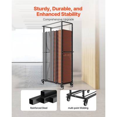 Πτυσσόμενο καρότσι VEVOR για 60 καρέκλες με ροδάκια/ασφαλιζόμενες ρόδες 500LBS