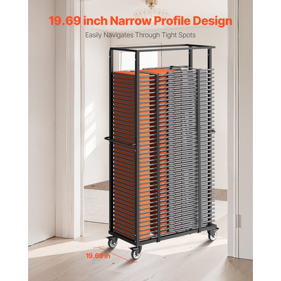 Πτυσσόμενο καρότσι VEVOR για 60 καρέκλες με ροδάκια/ασφαλιζόμενες ρόδες 500LBS