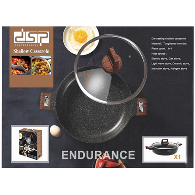 Ρηχή κατσαρόλα αντικολλητική με καπάκι - 5.5L - CA005-BS32-Black - DSP - 563905