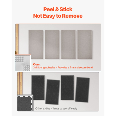 VEVOR 4 τεμάχια ακουστικά πάνελ τοίχου, πάχους 2 ίντσες, αυτοκόλλητα, Camel, 23,6 x 11,8 ίντσες