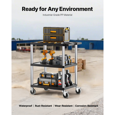 Καρότσι πολλαπλών χρήσεων VEVOR 3 ραφιών 130 κιλά 27,6 x 18,1 ιντσών με ρόδες