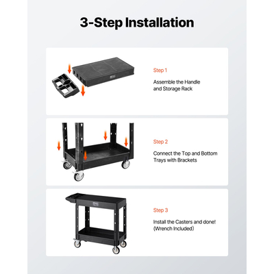 Καρότσι πολλαπλών χρήσεων VEVOR 2 ραφιών 550 λίβρες 31,3 x 17,7 ιντσών με ρόδες