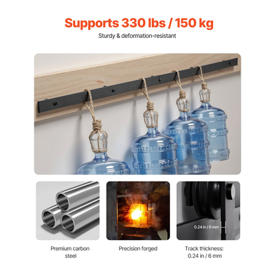 Κιτ εξαρτημάτων συρόμενης πόρτας αχυρώνα VEVOR 6,6FT για μονή συρόμενη πόρτα αχυρώνα, μαύρο