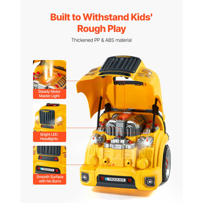 VEVOR Σετ επισκευής αυτοκινήτου για παιδιά με αφαιρούμενα μέρη, κίτρινο