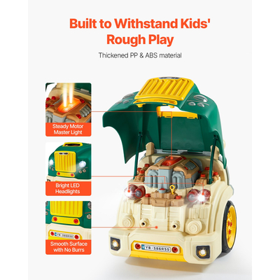 VEVOR Σετ επισκευής αυτοκινήτου για παιδιά με μηχανικό κινητήρα και αφαιρούμενα μέρη, πράσινο