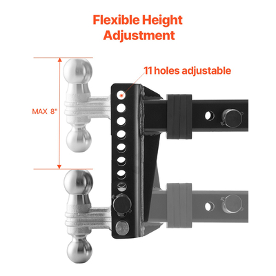 Ρυθμιζόμενος κοτσαδόρος VEVOR, 2,5" Ρυμουλκούμενος 8" με τριπλή σφαιρική ανάρτηση, 22000 λίβρες