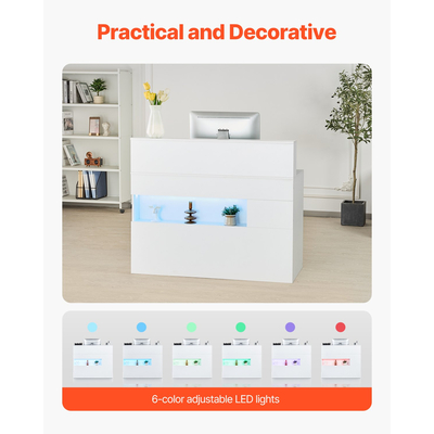 VEVOR Γραφείο Υποδοχής Ορθογώνιο Τραπέζι Γραφείου 47,24 ίντσες Λευκό Τραπέζι Γραφείου