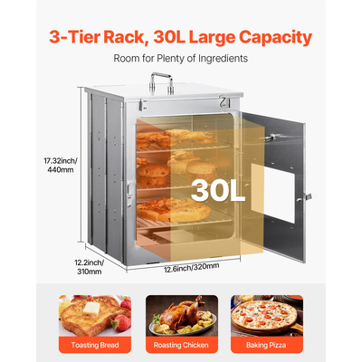 VEVOR Πτυσσόμενος Φούρνος Κάμπινγκ Φορητή Σόμπα Κάμπινγκ από Ανοξείδωτο Ατσάλι Γκριλ 3 Επιπέδων
