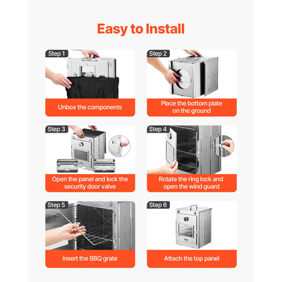 VEVOR Πτυσσόμενος Φούρνος Κάμπινγκ Φορητή Σόμπα Κάμπινγκ από Ανοξείδωτο Ατσάλι Γκριλ 3 Επιπέδων