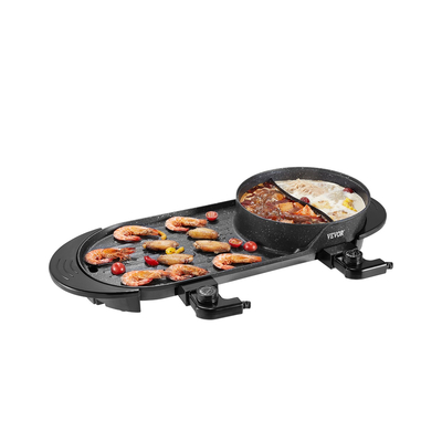 VEVOR Hot Pot με Γκριλ 2200W Ηλεκτρική άκαπνη ψησταριά και ζεστή κατσαρόλα 2 σε 1
