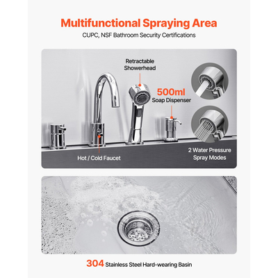 Μπανιέρα περιποίησης σκύλου VEVOR 155 cm από ανοξείδωτο ατσάλι με ράμπα και φίλτρο νερού αριστερά