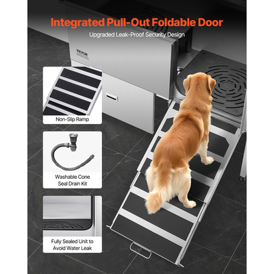 Μπανιέρα περιποίησης σκύλου VEVOR 155 cm από ανοξείδωτο ατσάλι με ράμπα και φίλτρο νερού