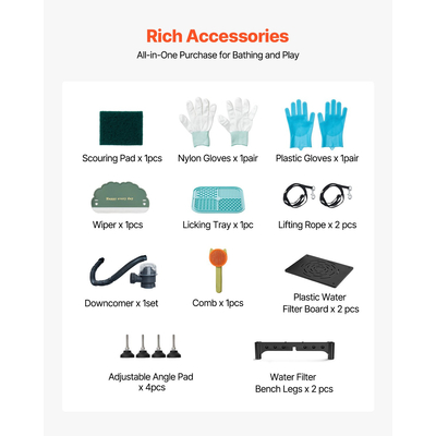 Μπανιέρα περιποίησης σκύλου VEVOR 155 cm από ανοξείδωτο ατσάλι με ράμπα και φίλτρο νερού