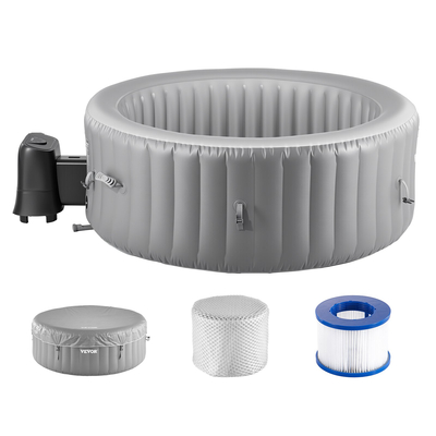 Φουσκωτό Υδρομασάζ VEVOR 2 έως 4 Ατόμων 1800 x 660 mm Στρογγυλό Φορητό Εξωτερικό Σπα