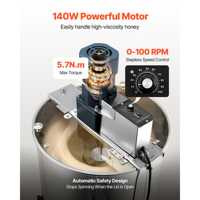 Ηλεκτρικός Μελιτοεξαγωγέας VEVOR 3 πλαισίων, Μελισσοκομικός Μηχανισμός από Ανοξείδωτο Ατσάλι