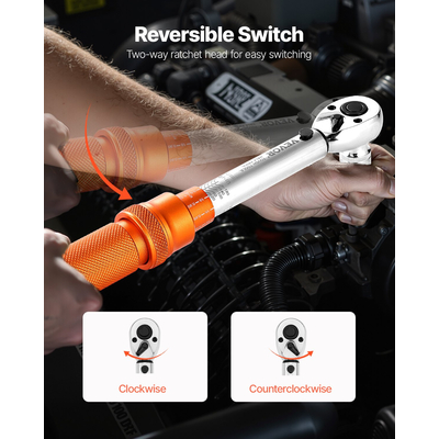 Σετ κλειδιών ροπής VEVOR Click 1/4 ίντσας με κίνηση 20-200 lbf-in /2.3-22.6Nm πορτοκαλί