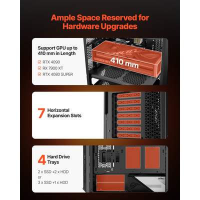 Θήκη VEVOR PC, θήκη gaming υπολογιστή Full-Tower, 3 ανεμιστήρες PWM για μητρική E-ATX