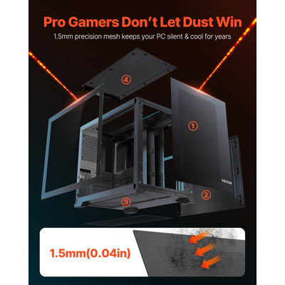 Θήκη υπολογιστή VEVOR Mid-Tower ATX, διπλού θαλάμου, χωρίς ανεμιστήρα