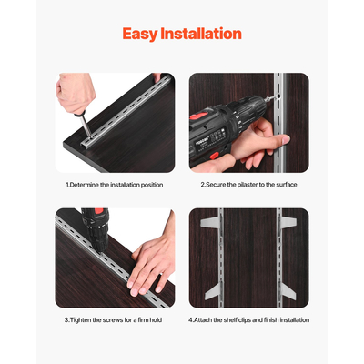 Ράφι VEVOR Ρυθμιζόμενη Ράφι Επιτοίχιας Ράφιας 39 ιντσών, 10 τεμάχια, με Ρυθμιζόμενη Χαλύβδινη Ράφι-Πλαστούρα