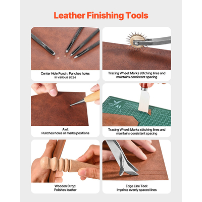 Κιτ εργαλείων εργασίας δέρματος VEVOR 59 τεμαχίων, εργαλεία χάραξης, διάτρησης, σφράγισης και ραψίματος