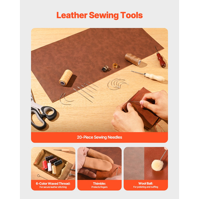 Κιτ εργαλείων εργασίας δέρματος VEVOR 72 τεμαχίων, εργαλεία χάραξης, διάτρησης, σφράγισης και ραψίματος