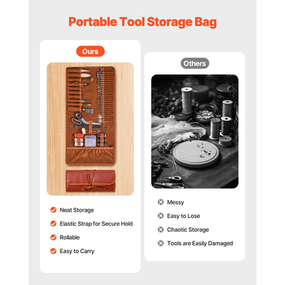 Κιτ εργαλείων εργασίας δέρματος VEVOR 72 τεμαχίων, εργαλεία χάραξης, διάτρησης, σφράγισης και ραψίματος