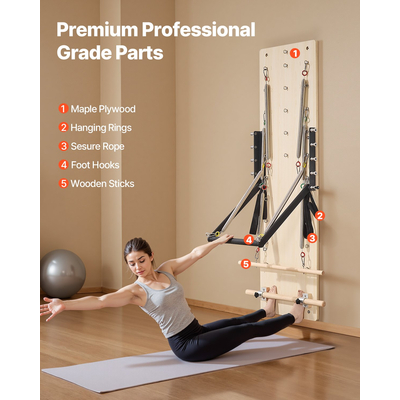 Μηχανή Pilates Reformer VEVOR Επιτοίχια βάση Pilates από ξύλο σφενδάμου