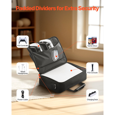 Θήκη μεταφοράς VEVOR PS5, τσάντα ταξιδιού για Playstation 5 PS5, λεπτή, αδιάβροχη, από νάιλον