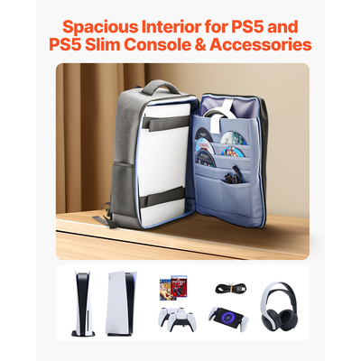 Σακίδιο πλάτης VEVOR PS5 διπλής όψης, τσάντα ταξιδιού ώμου για Playstation 5 PS5 λεπτό νάιλον