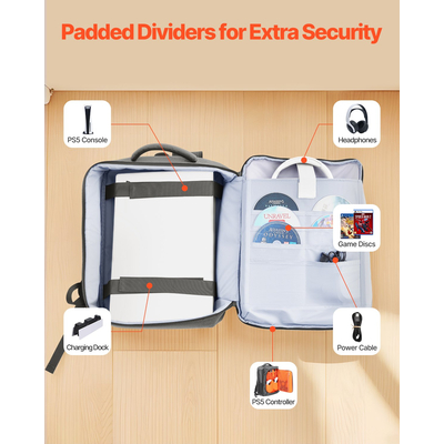 Σακίδιο πλάτης VEVOR PS5 διπλής όψης, τσάντα ταξιδιού ώμου για Playstation 5 PS5 λεπτό νάιλον