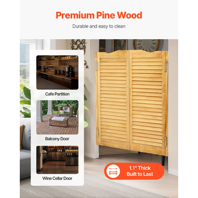 VEVOR Πόρτες Καφέ με Αψιδωτή Κορυφή 91,4x106,7 cm από Ξύλο Πεύκου με Μεντεσέδες