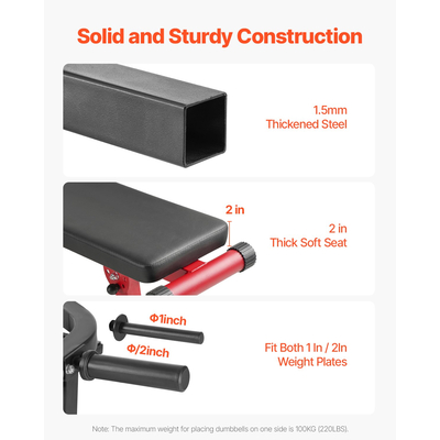 Πίεση στήθους VEVOR 450 LBS Ρυθμιζόμενος πάγκος πρέσας, επίπεδος και επικλινής πάγκος γυμναστικής