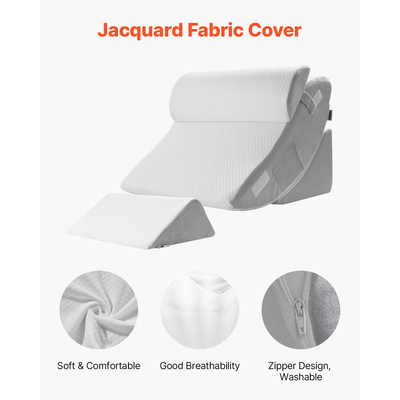 VEVOR Ορθοπεδικό Μαξιλάρι Σφηνοειδούς Κρεβάτιου 4 Τεμαχίων Ρυθμιζόμενο για Πίσω Πόδι, Αυχένα, Γαστροοισοφαγική Παλινδρόμηση, Ύπνο