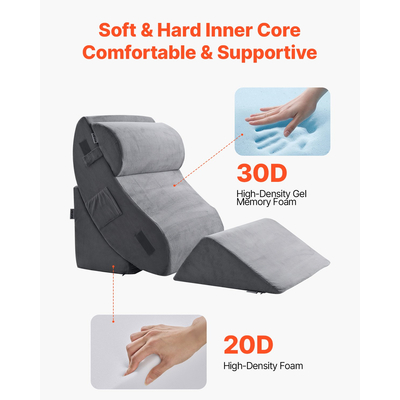 VEVOR Ορθοπεδικό Μαξιλάρι Κρεβάτιου με Σφήνα 4 Τεμάχια Ρυθμιζόμενο για Ύπνο με ΓΟΠΝ, Πίσω Πόδι και Αυχένα
