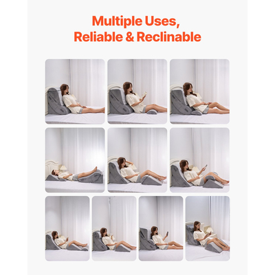 VEVOR Ορθοπεδικό Μαξιλάρι Κρεβάτιου με Σφήνα 4 Τεμάχια Ρυθμιζόμενο για Ύπνο με ΓΟΠΝ, Πίσω Πόδι και Αυχένα