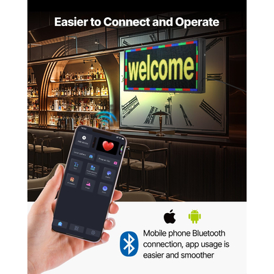 VEVOR 27x14 ιντσών προγραμματιζόμενη πινακίδα LED με κύλιση, ψηφιακή οθόνη P5, έγχρωμη